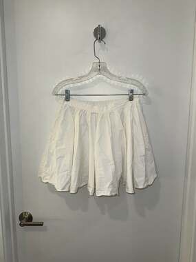 Free People Women's White Cotton Elastic Waist Boho Mini Skirt